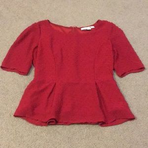 Red Eyelet Peplum Top